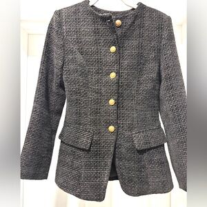 Commense Black Tweed Blazer with Gold Accents